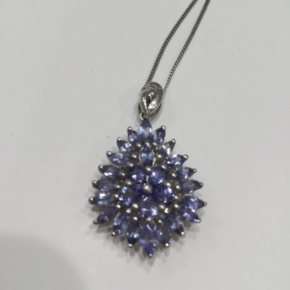 Sterling Silver Tanzanite Teardrop Pendant - Picture 2 of 6